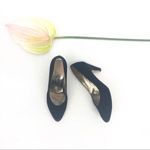 Salvatore Ferragano Black Satin Pumps Heels 8.5 B